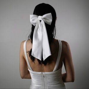 Bridal bow, hair bow, wedding hair bow, satin long tail bow, women hai bow